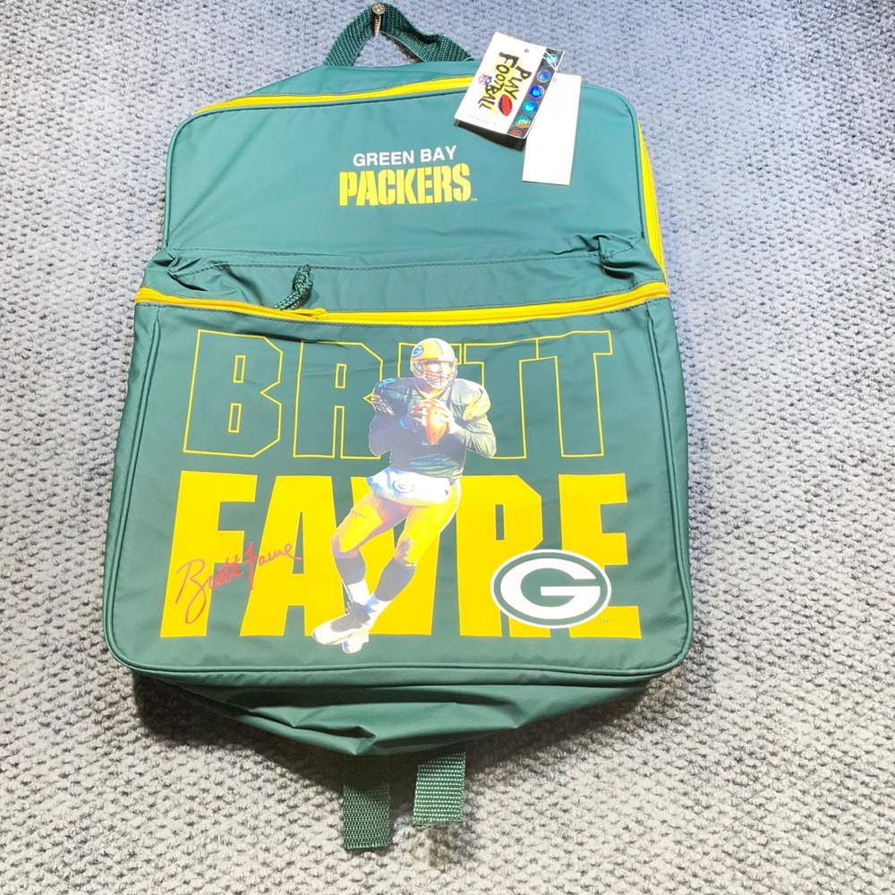 Vintage 90's Green Bay Packers Brett Favre Backpack  NFL Deadstock NWT